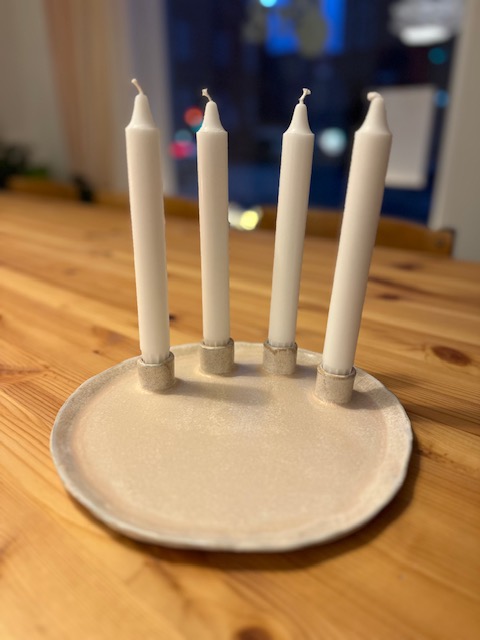 lav adventskrans, adventsstage, julepynt, workshop, lerworkshop, åbent keramikværksted