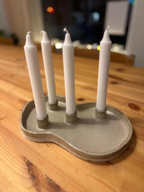 lav adventskrans, adventsstage, julepynt, workshop, lerworkshop, åbent keramikværksted